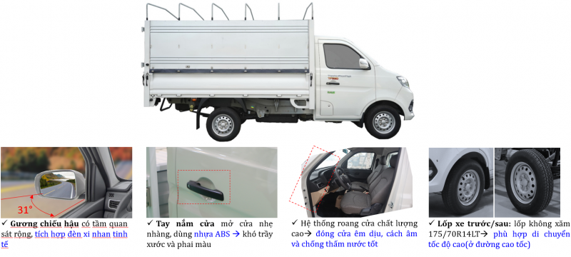 Kích thước lòng thùng: 2.800 x 1.650 x 1.600 mm