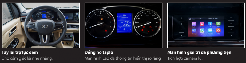 Vô lăng trợ lực điện, điều hòa 2 chiều, màn hình 7 inch kết hợp cam lùi